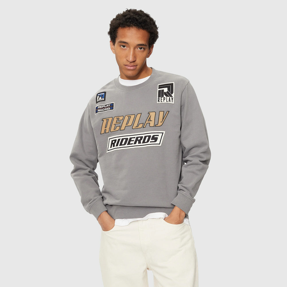 Replay Graphic Sweater - Grey |ThirdBaseUrban