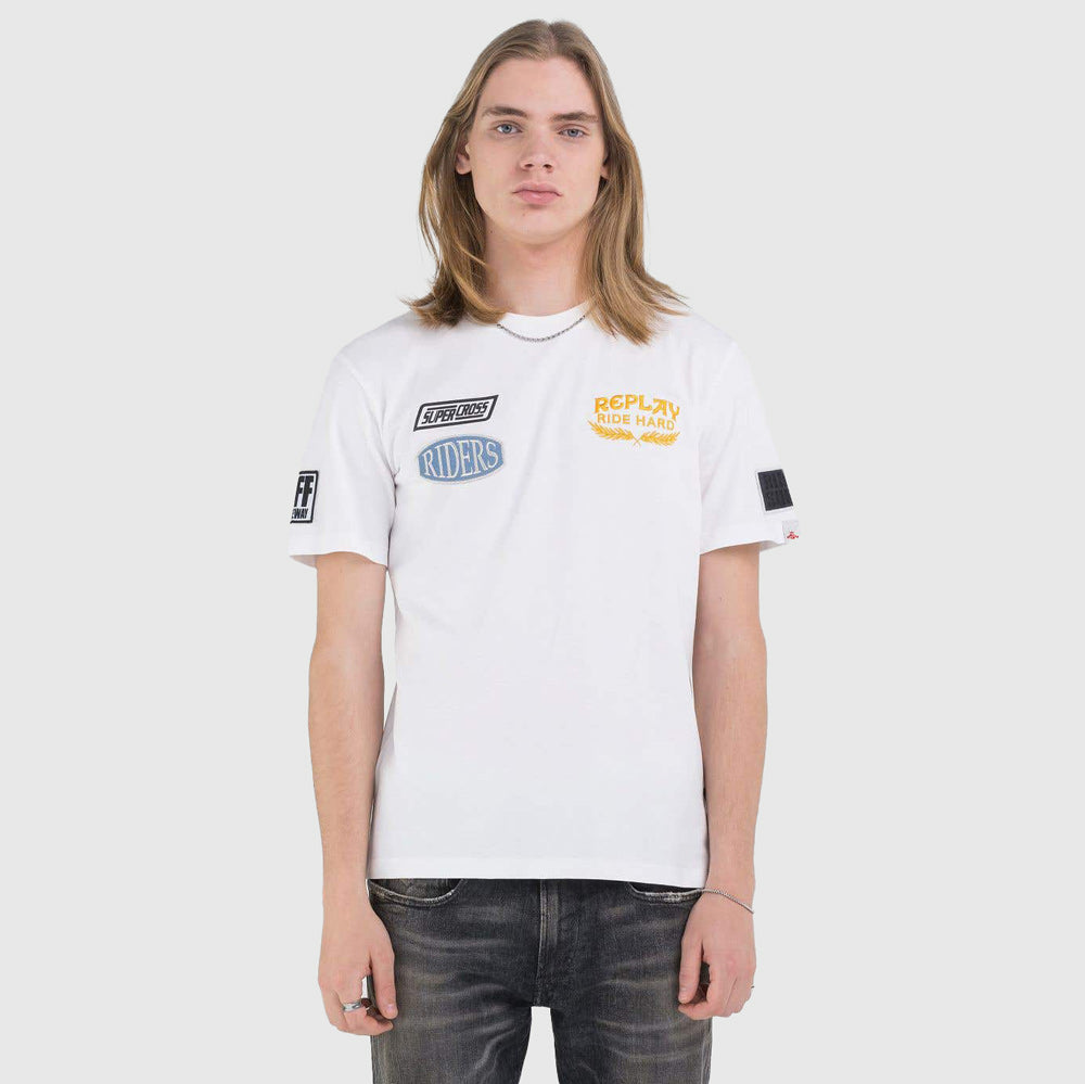 Replay Badge Graphic T-Shirt - White |ThirdBaseUrban