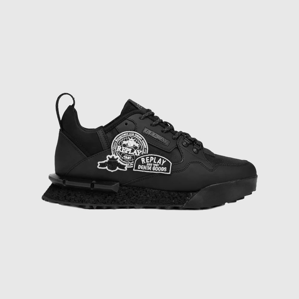 Replay Field Badges Sa Sneaker - Black |ThirdBaseUrban