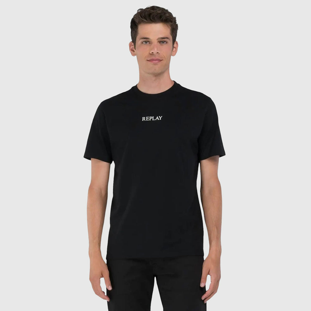 Replay Minimal Logo Font T-Shirt - Black |ThirdBaseUrban