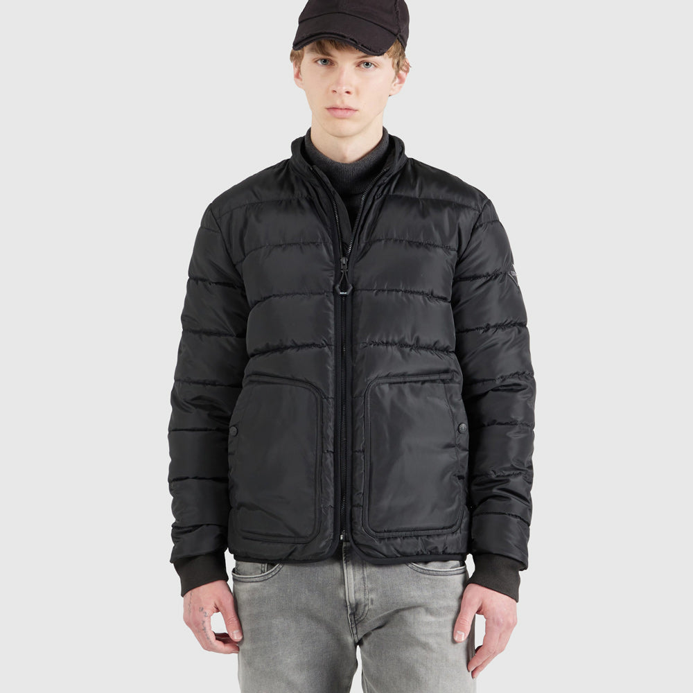 Replay Badge Puffer Jacket - Black |ThirdBaseUrban