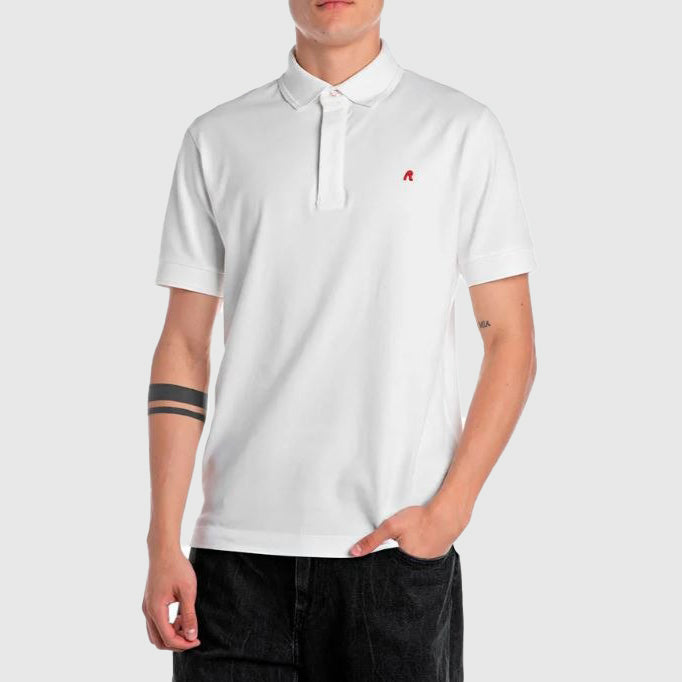 Replay Cotton Piquet Golfer - White |ThirdBaseUrban