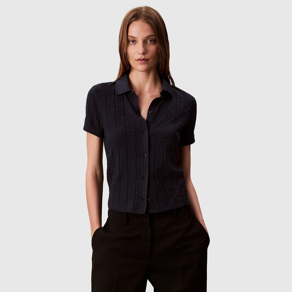 Calvin Klein Aop Jacquard Golfer - Navy |ThirdBaseUrban