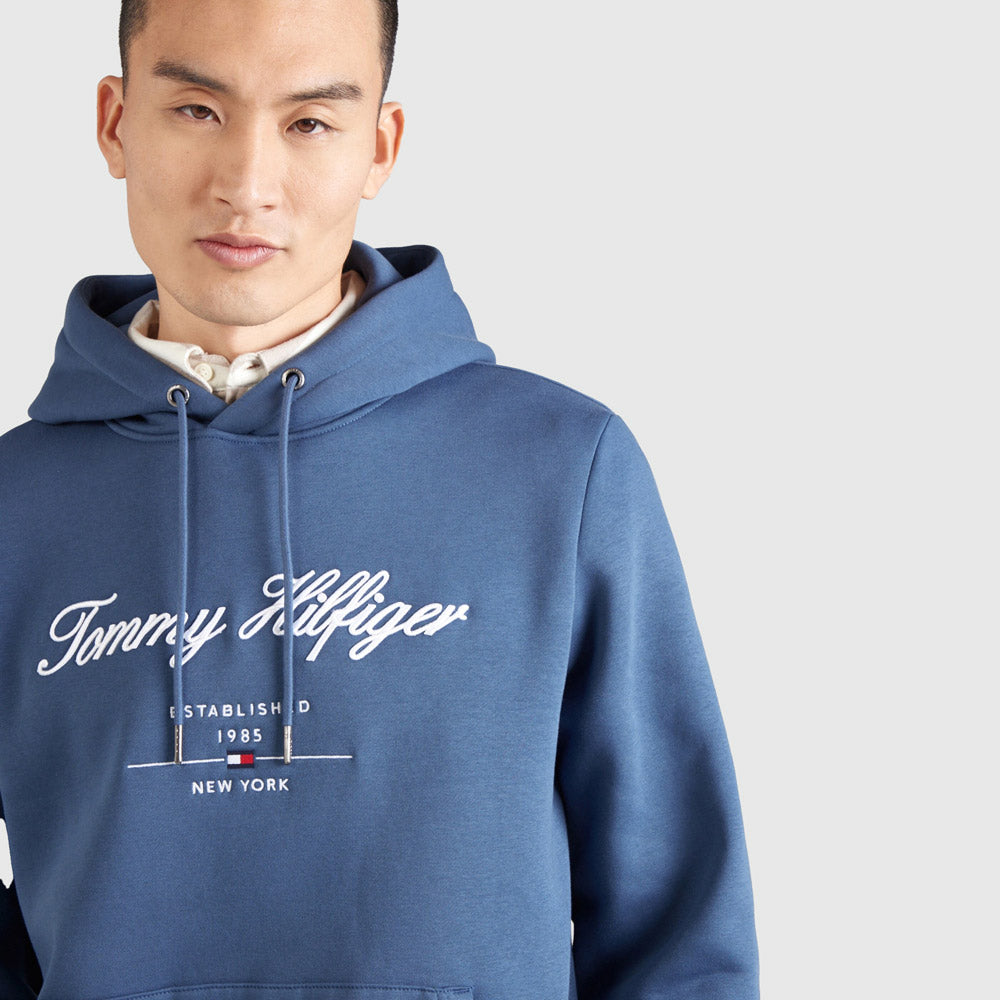 Script Logo Hoodie - Steel Blue