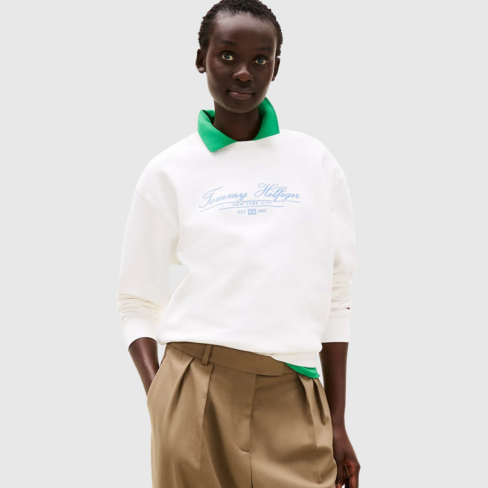 Tommy Hilfiger Script Sweatshirt - Ecru |ThirdBaseUrban