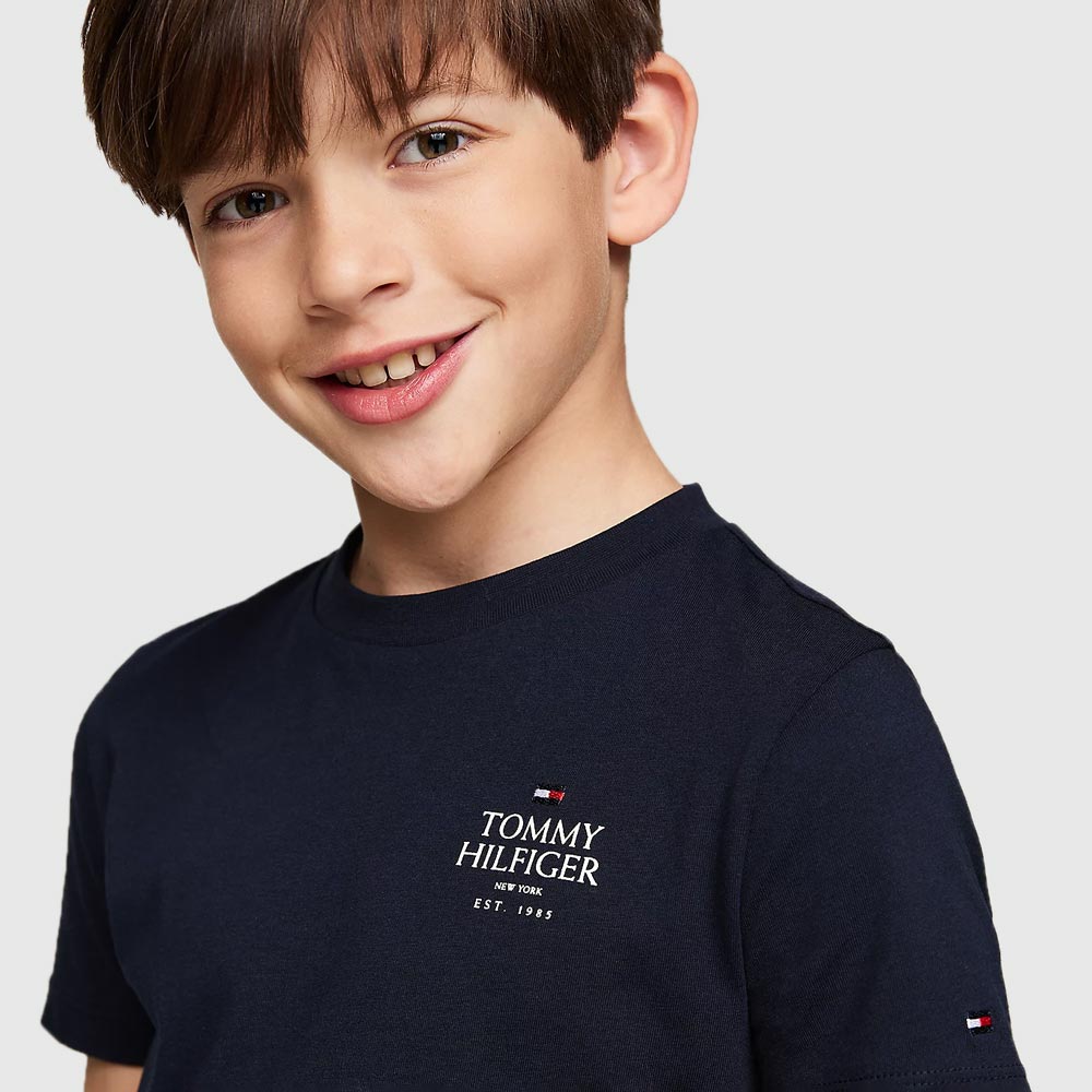 Kids Logo Print T-Shirt - Navy