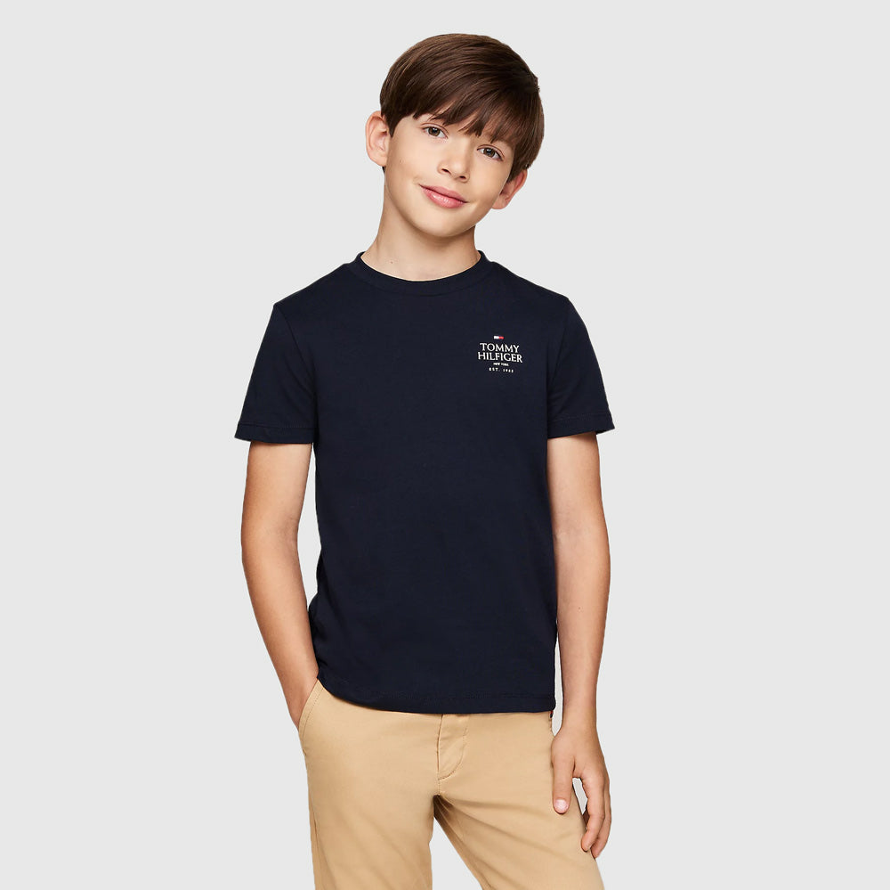 Tommy Hilfiger Kids Logo Print T-Shirt - Navy |ThirdBaseUrban
