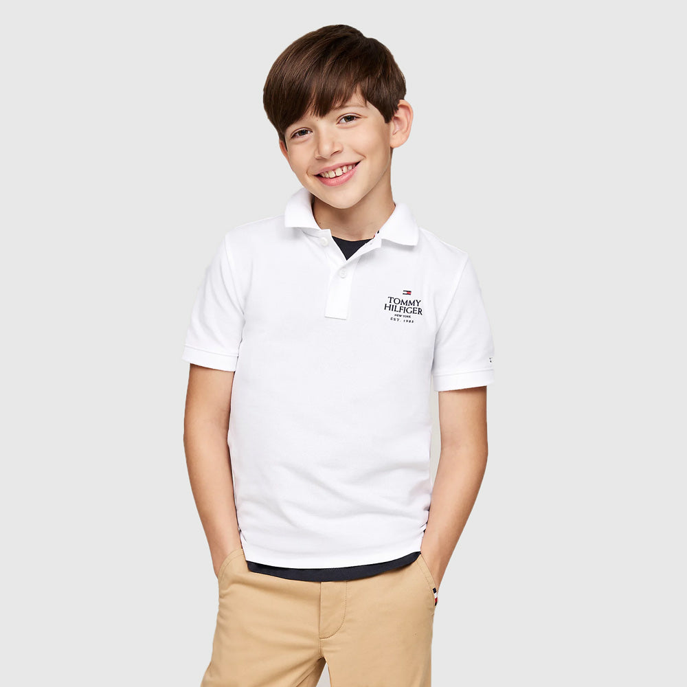 Tommy Hilfiger Kids Logo Regular Golfer - White |ThirdBaseUrban