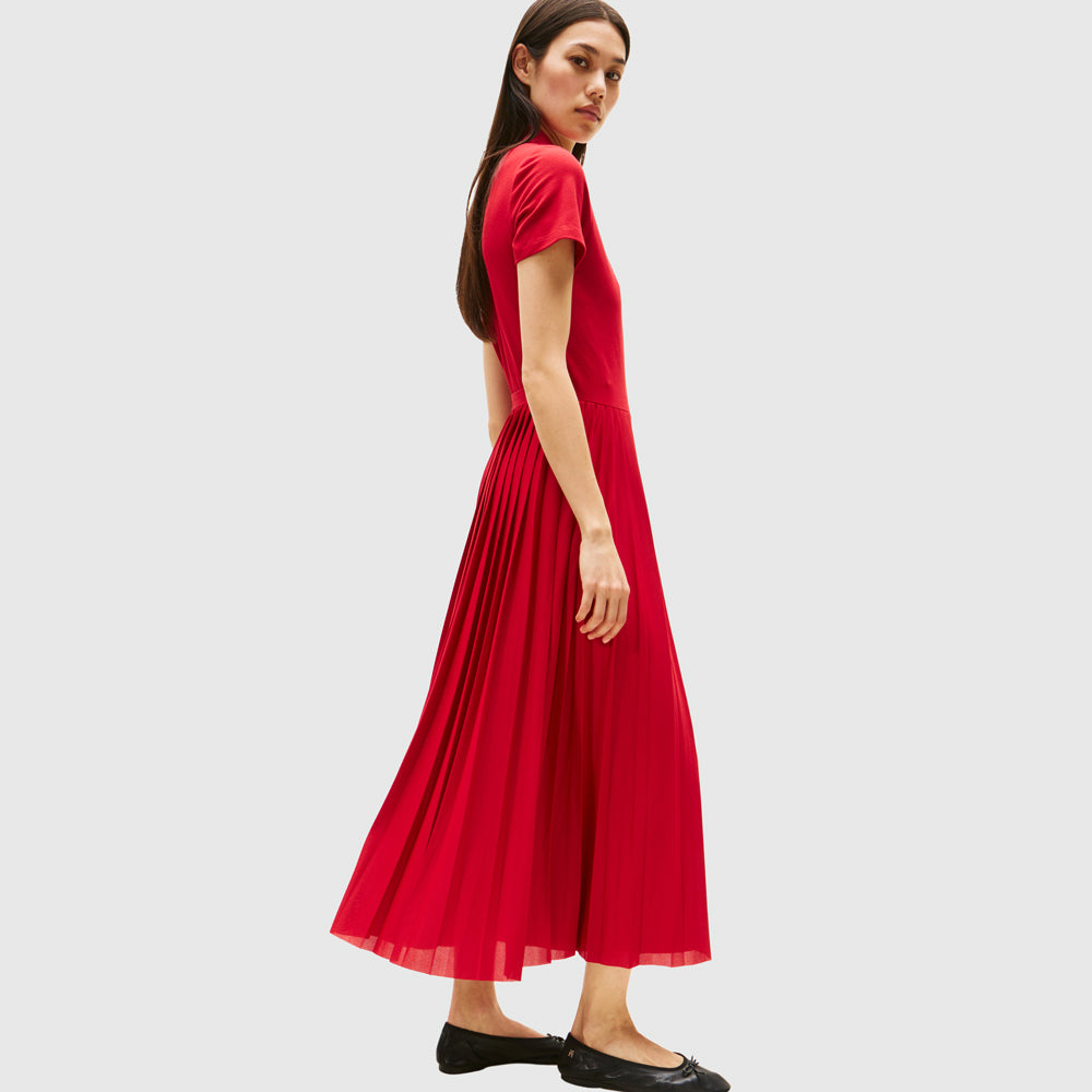 1985 Pleated Golfer Dress - Red