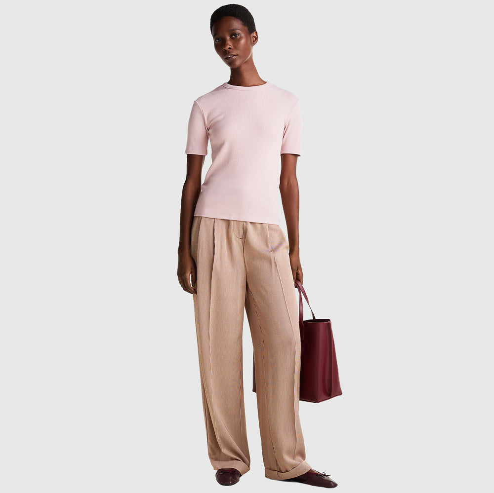Rib Sleeve T-Shirt - Blush