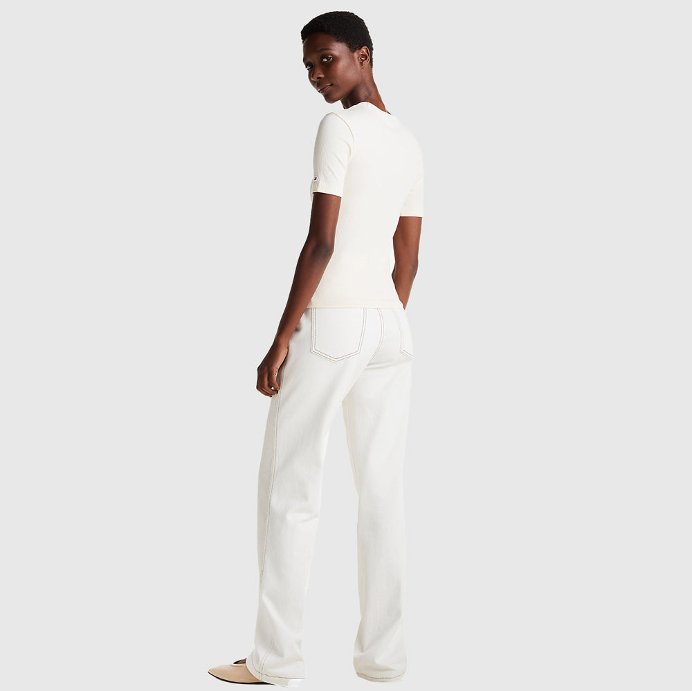 Rib Sleeve T-Shirt - Off White