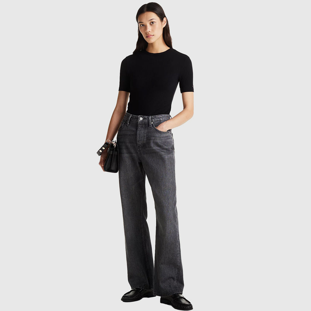 Rib Knit T-Shirt - Black