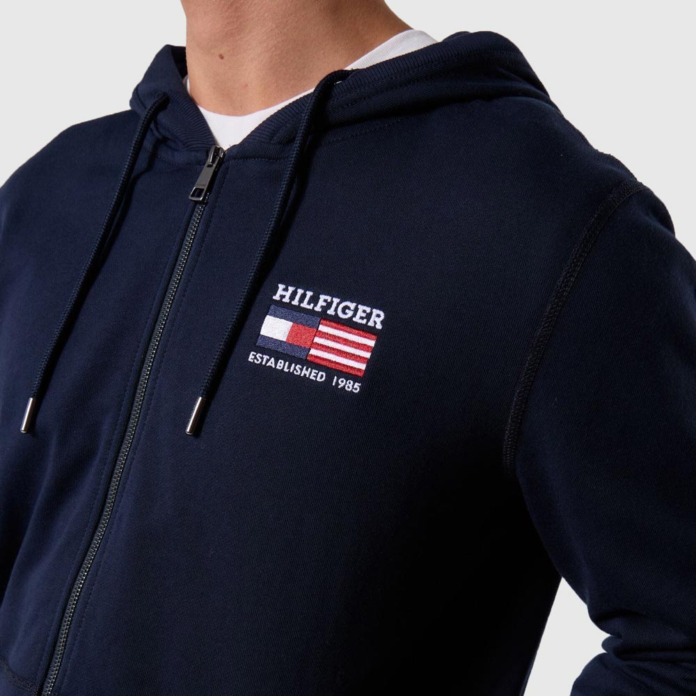 Americana Zip Through Hoody - Navy