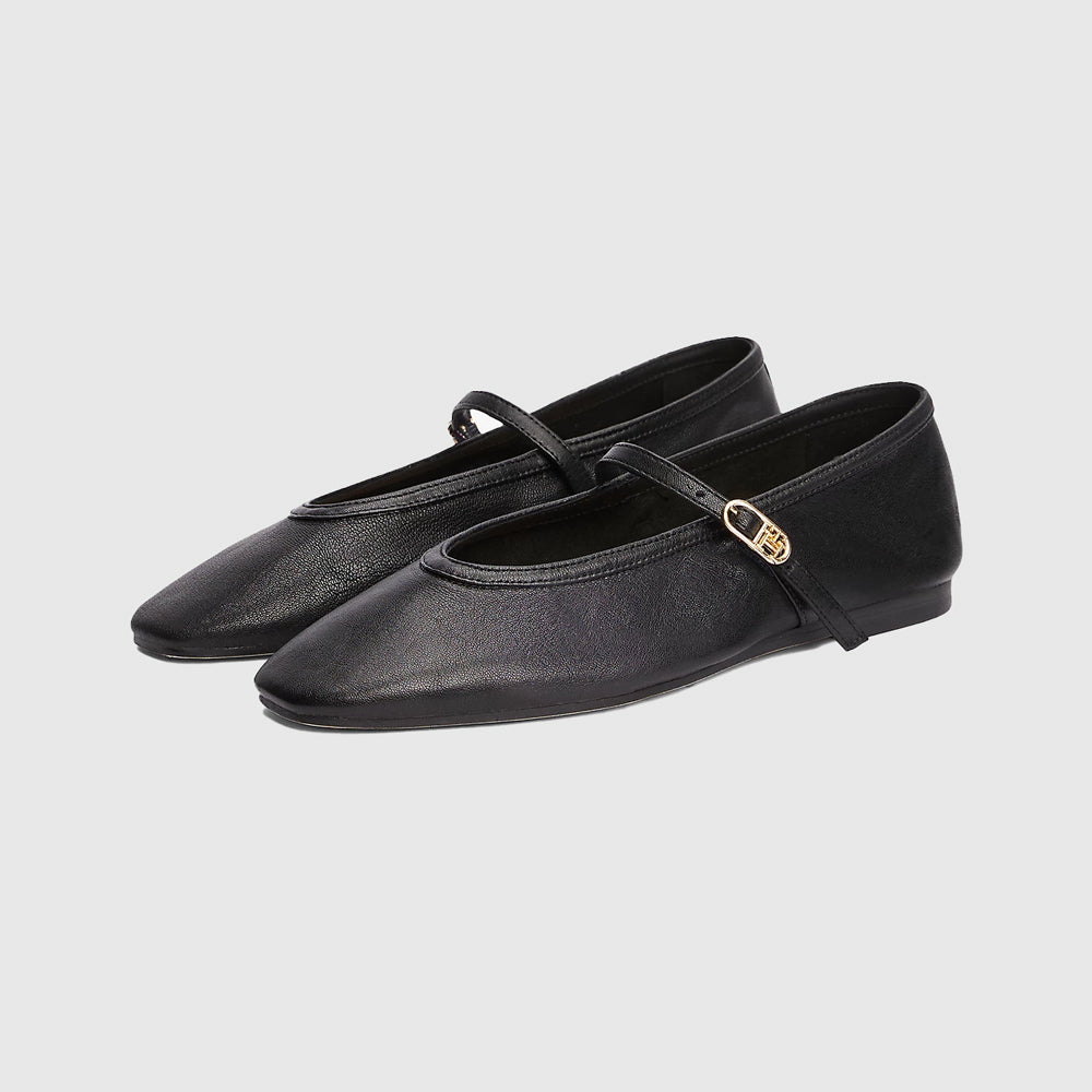 Maryjane Leather Ballerina - Black