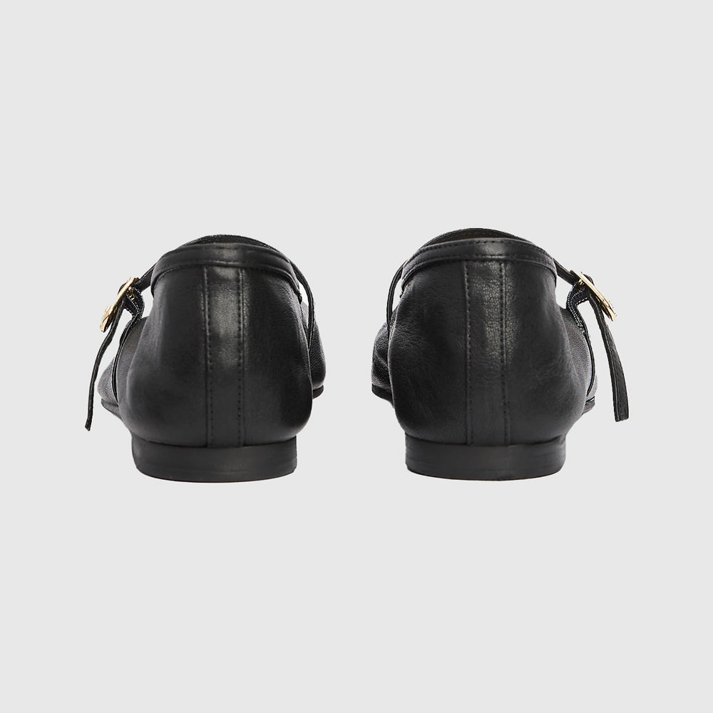 Maryjane Leather Ballerina - Black