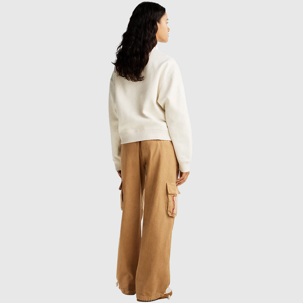 Boxy Tiger Varsity Sweater - Oatmilk