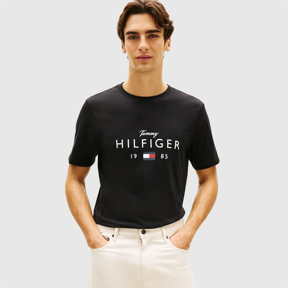 Tommy Hilfiger Brand Love Big Hilfiger T-Shirt - Black |ThirdBaseUrban