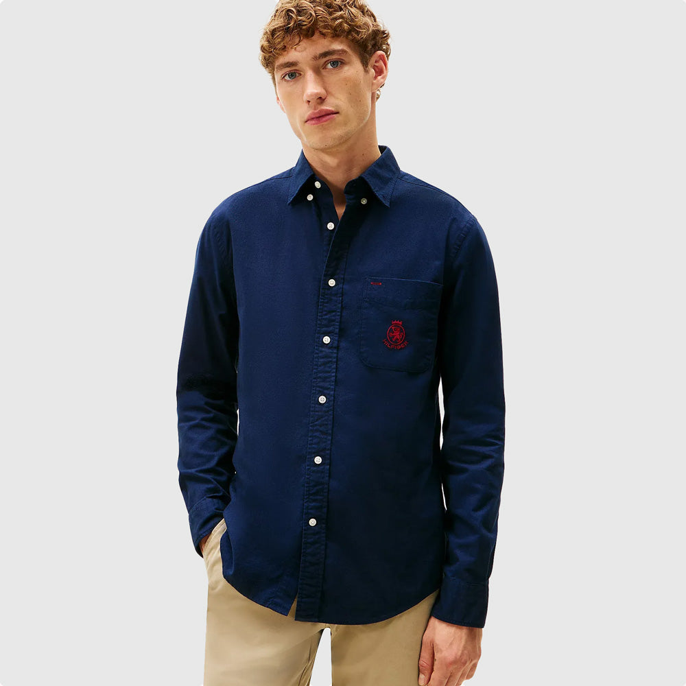 Tommy Hilfiger Brushed Crest Pocket Shirt - Navy |ThirdBaseUrban