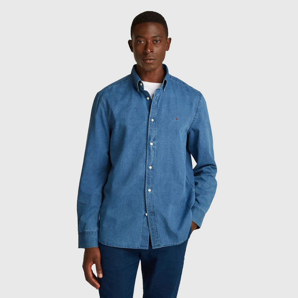 Tommy Hilfiger Cambray Denim Shirt - Denim Medium |ThirdBaseUrban