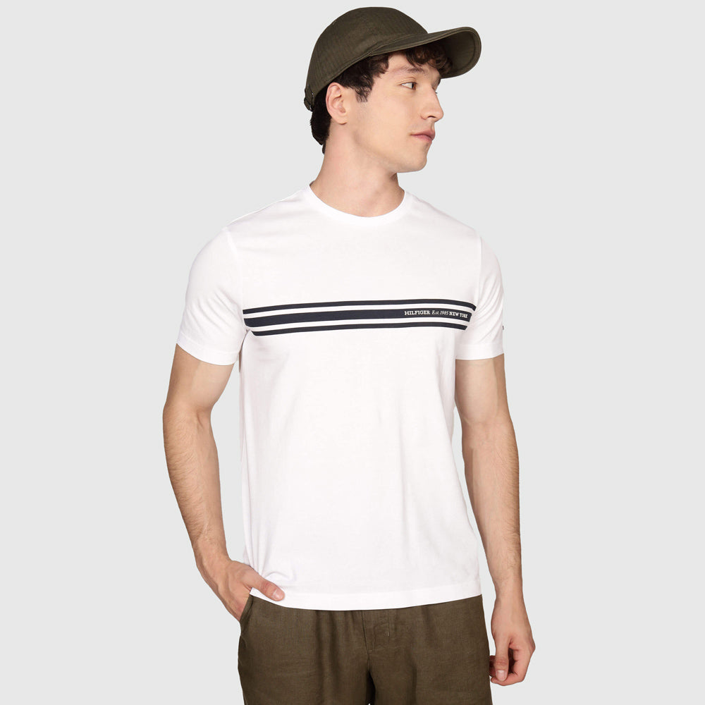 Tommy Hilfiger Central Stripe T-Shirt - White |ThirdBaseUrban