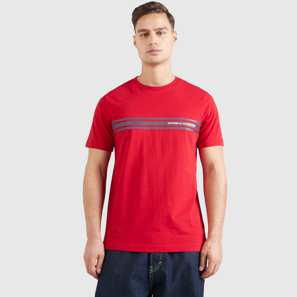 Tommy Hilfiger Central Stripe T-Shirt - Red |ThirdBaseUrban