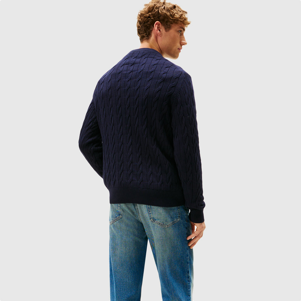 Classic Cotton Cable Sweater - Navy