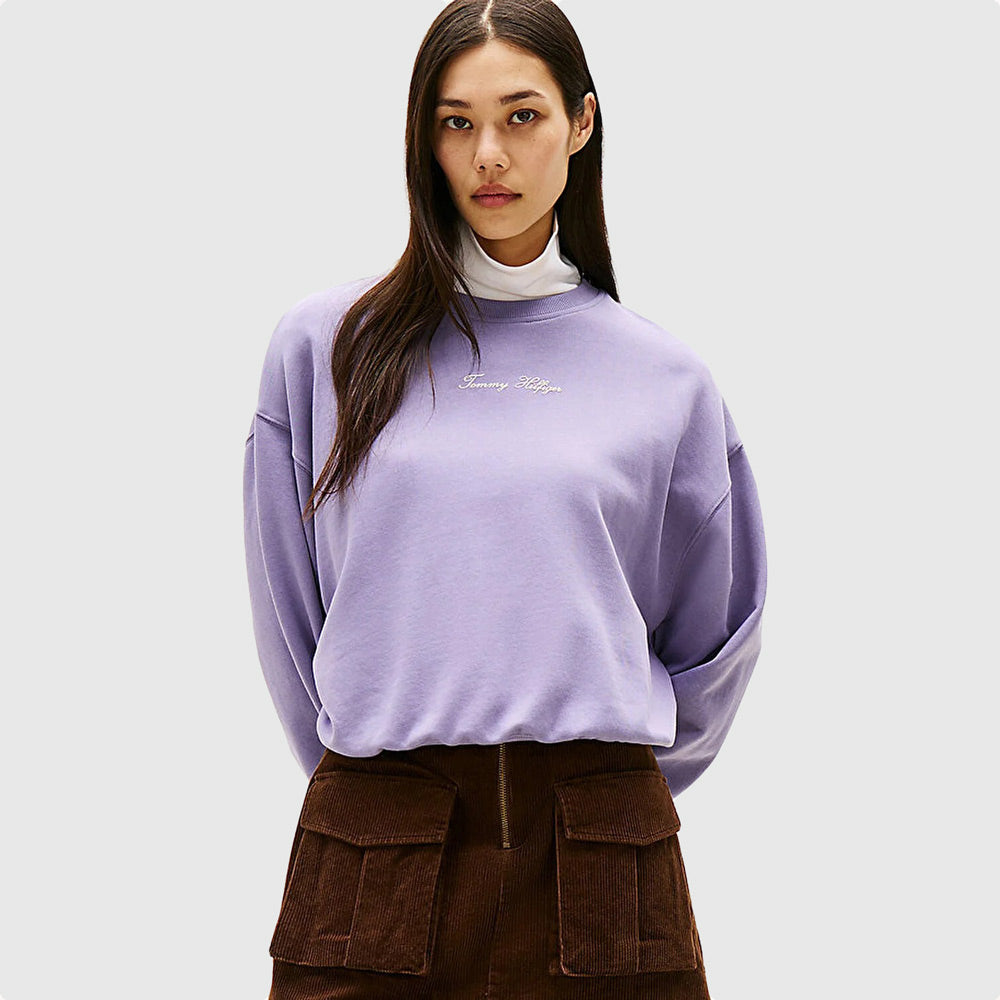 Tommy Hilfiger Script Terry Sweatshirt - Lavender |ThirdBaseUrban