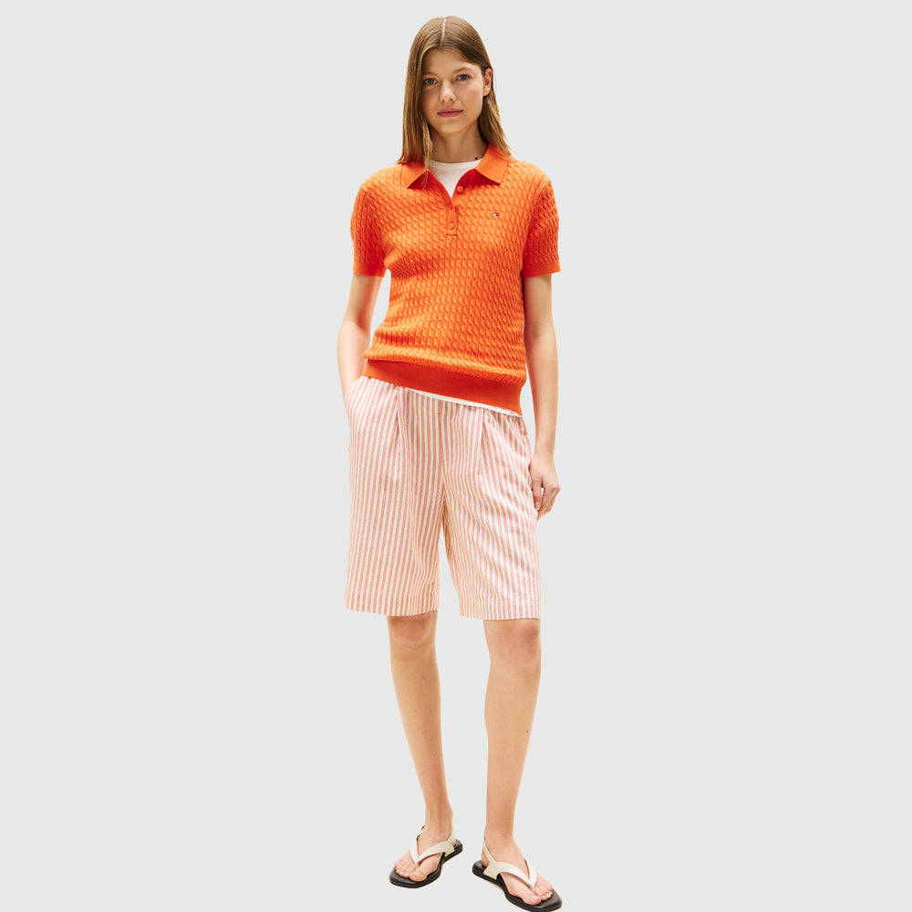 Cable Knit Shirt - Orange