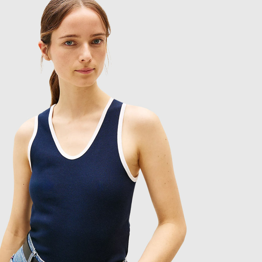 Contrast Tank - Navy