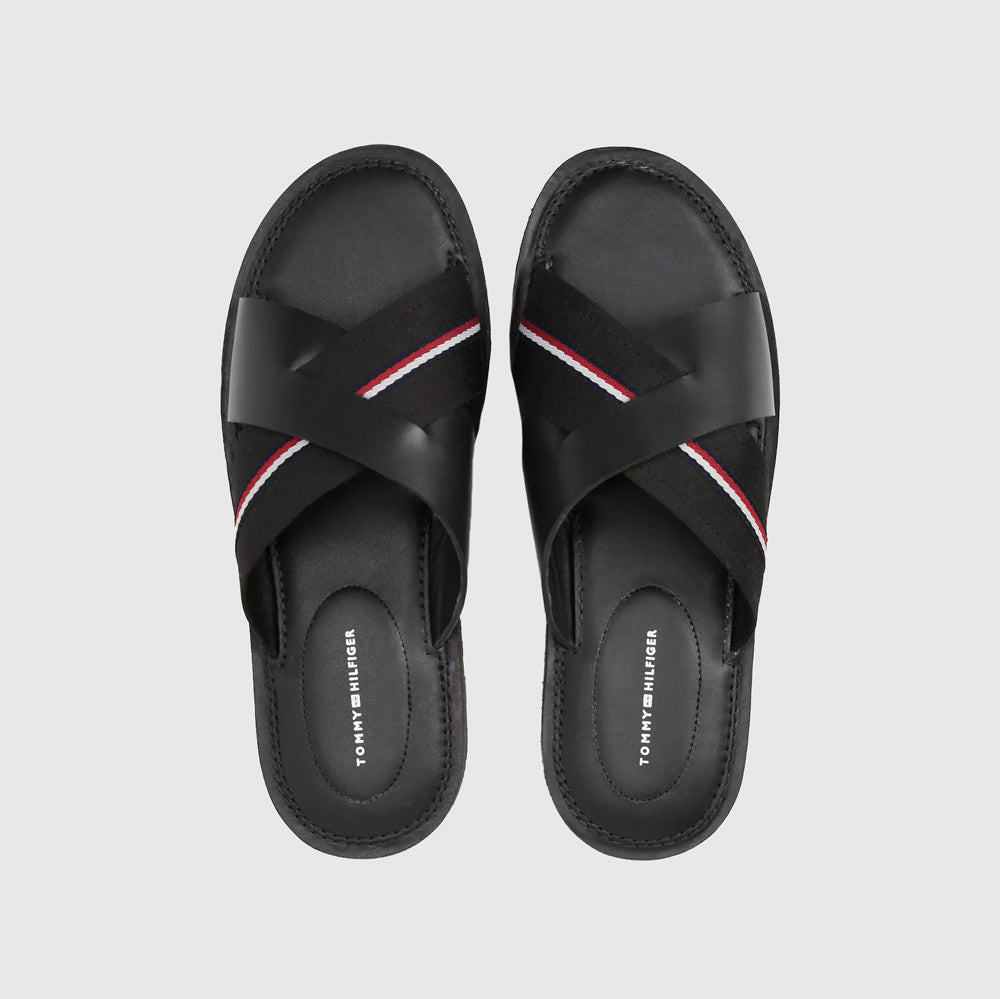 Tommy Hilfiger Hilfiger Cross Sandal - Black |ThirdBaseUrban