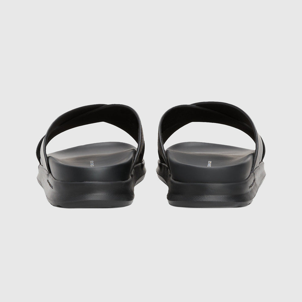 Strap Leather Slide - Black