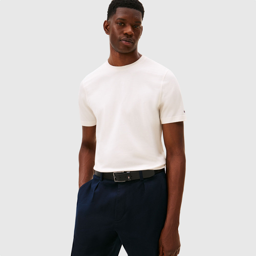 Tommy Hilfiger Mercerised Cotton T-Shirt - Ivory |ThirdBaseUrban