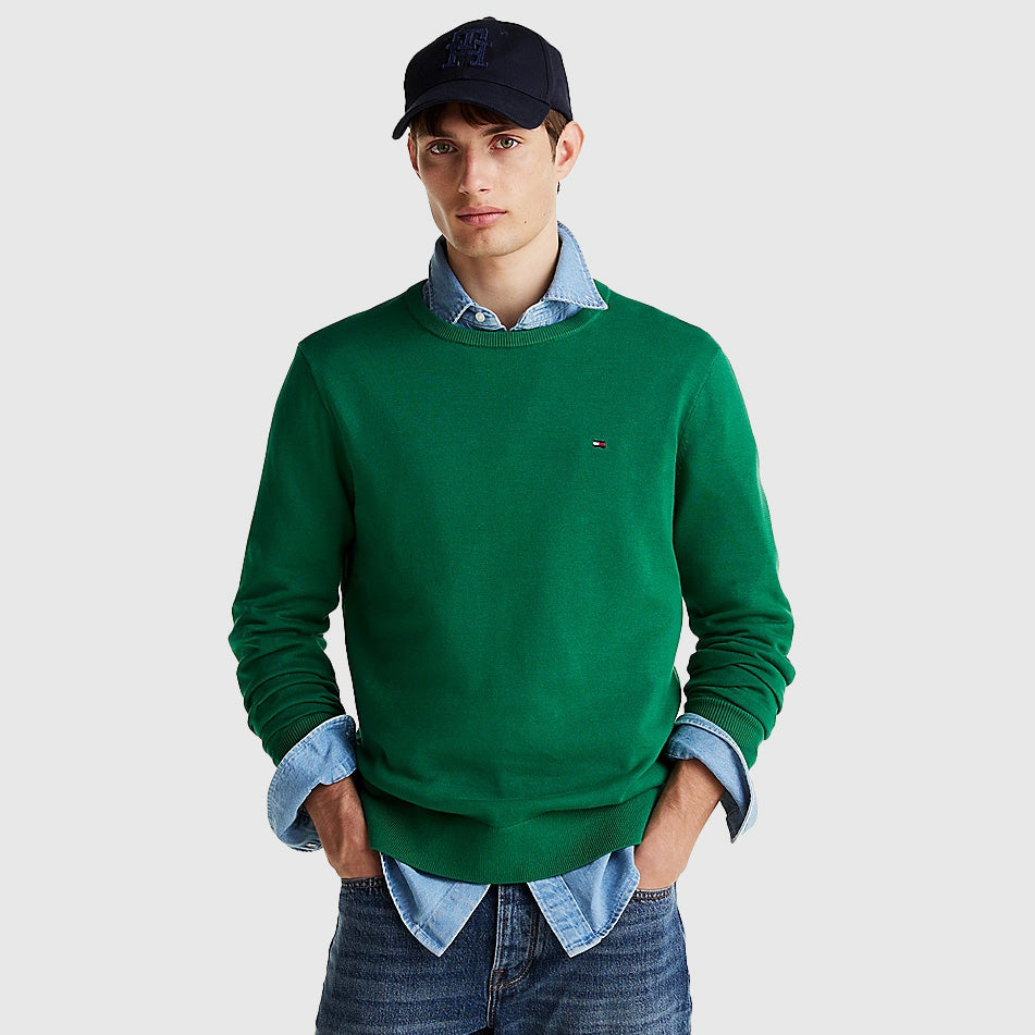 Tommy Hilfiger Essential Cotton Sweater - Green |ThirdBaseUrban