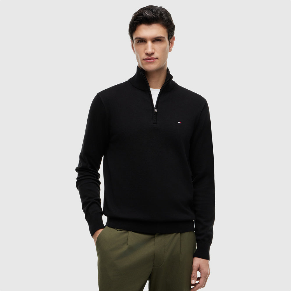 Tommy Hilfiger Essential Cotton Sweater - Black |ThirdBaseUrban