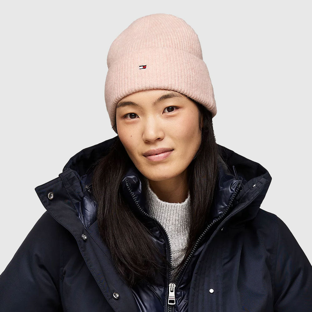 Tommy Hilfiger Essential Flag Beanie - Baby Pink |ThirdBaseUrban