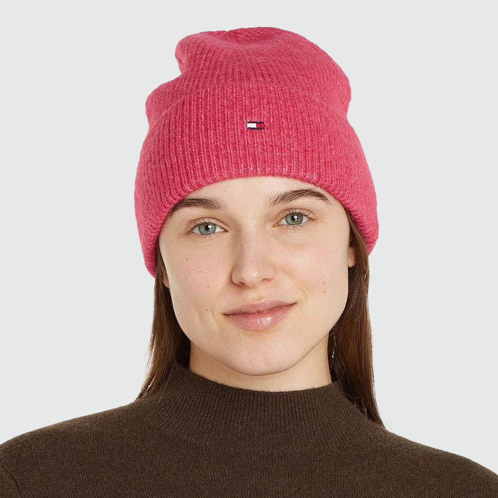 Tommy Hilfiger Essential Flag Beanie - Pink |ThirdBaseUrban