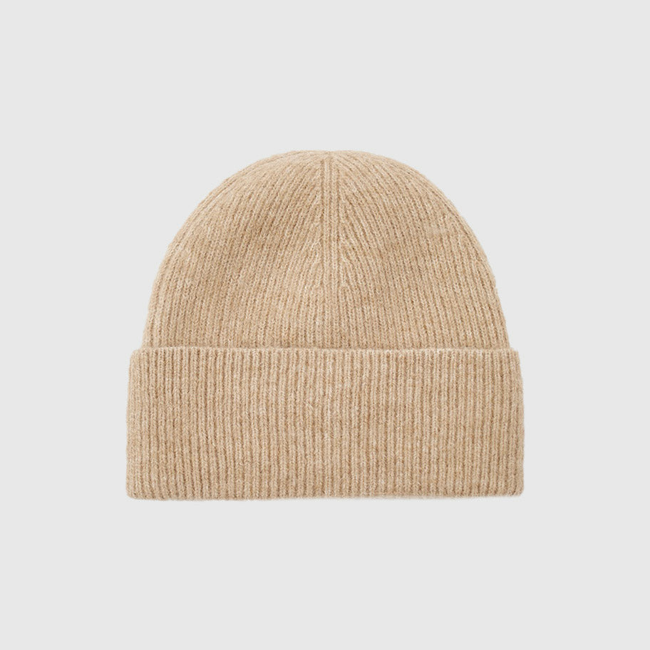Essential Flag Fuzzy Beanie - Beige