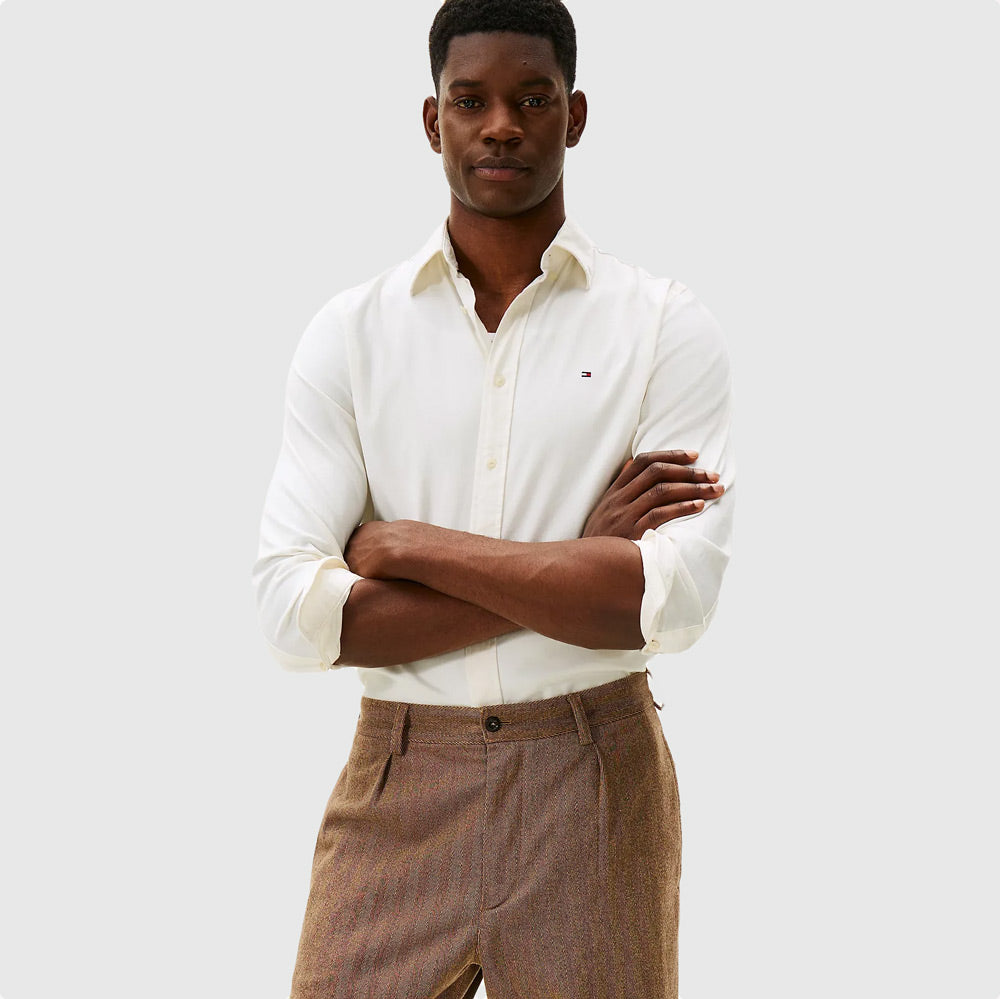 Tommy Hilfiger Flex Flannel Shirt - Ivory |ThirdBaseUrban