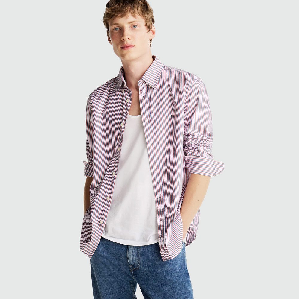 Tommy Hilfiger Poplin Classic Shirt - Red Multi |ThirdBaseUrban