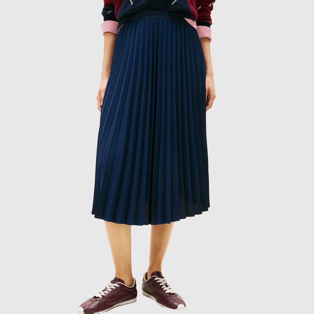 Tommy Hilfiger Pleated Midi Skirt - Dark Night Navy |ThirdBaseUrban