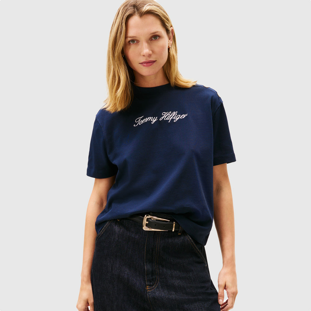 Tommy Hilfiger Gold Script T-Shirt - Dark Night Navy |ThirdBaseUrban