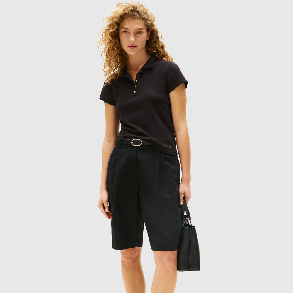 Gold Button Slim Golfer - Black