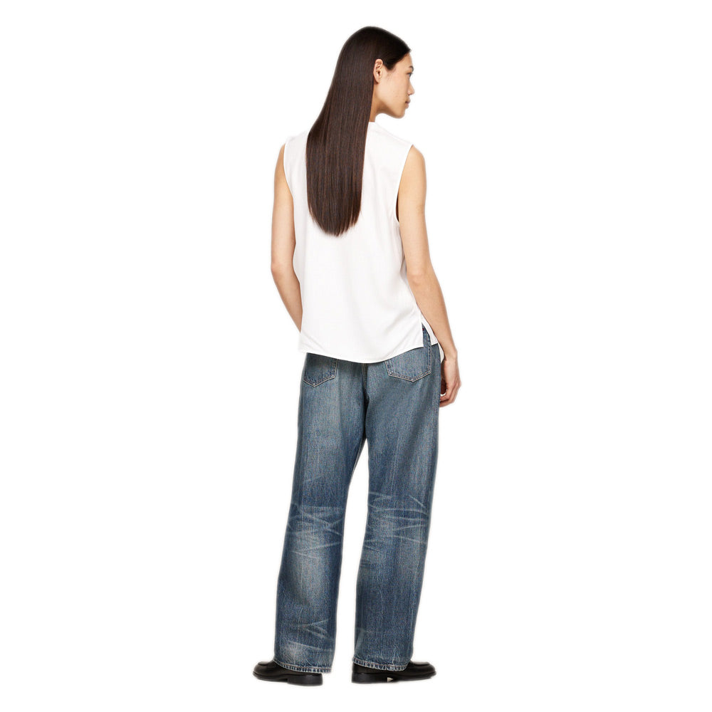 Gold Button Sleeveless Top - Ecru