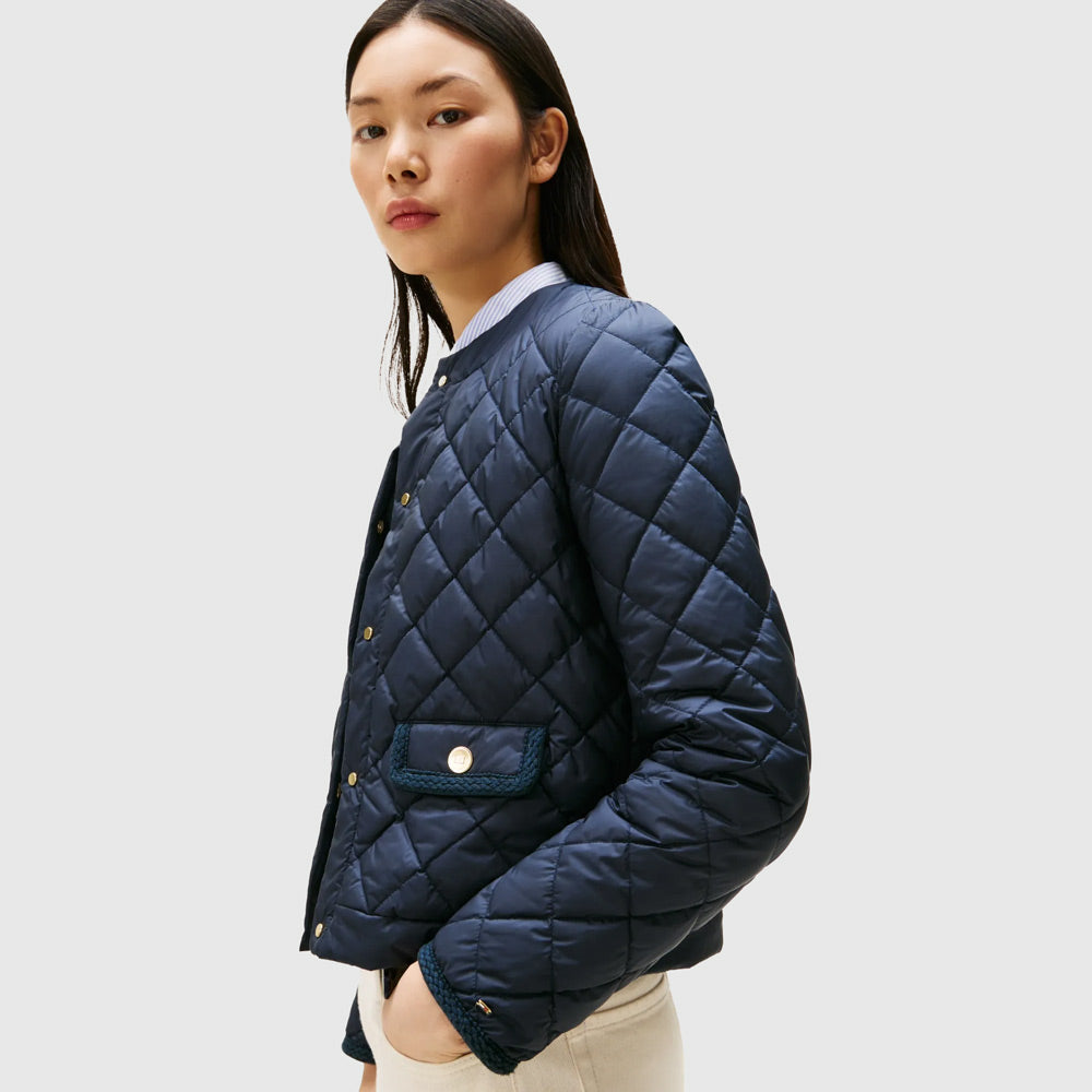 Button Quilted Jacket - Navy