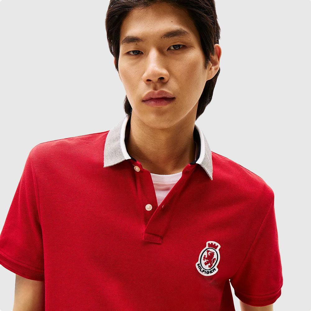 Herrinbone Collar Golfer - Red