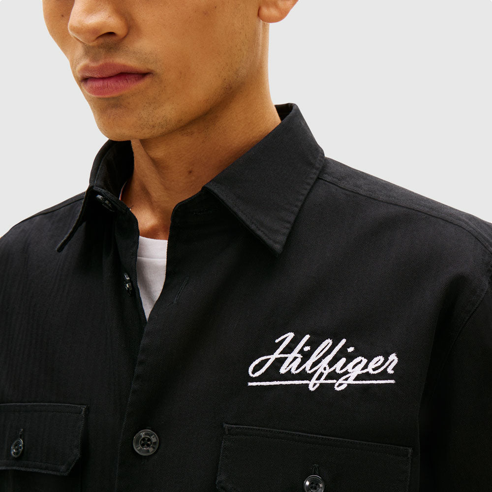 Herringbone Overshirt - Black