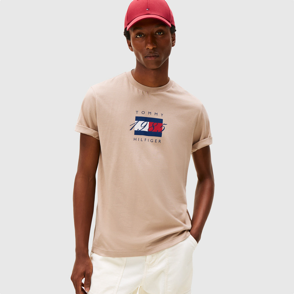 Tommy Hilfiger Flag Graphic T-Shirt - Taupe |ThirdBaseUrban