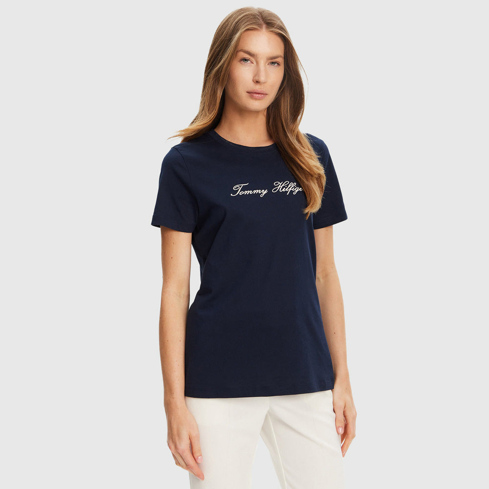 Tommy Hilfiger Script T - Shirt - Navy|ThirdBaseUrban