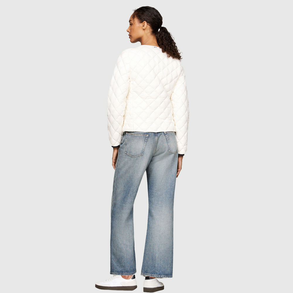 Quilted Collarless Jacket - Off White