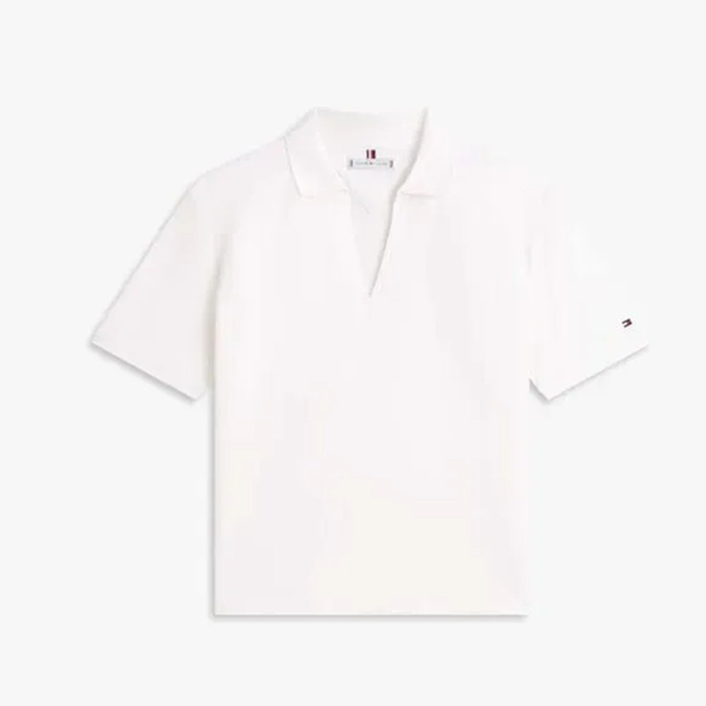 Lyocell Pique Open Neck Polo - Ecru